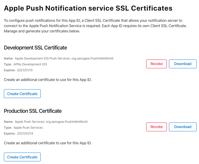 Download Push Certificates